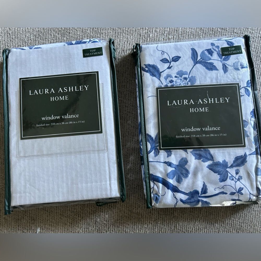 Laura Ashley set of 2 Home Top Valance Window Treatment Charlotte , 86" x 15" - Picture 4 of 4